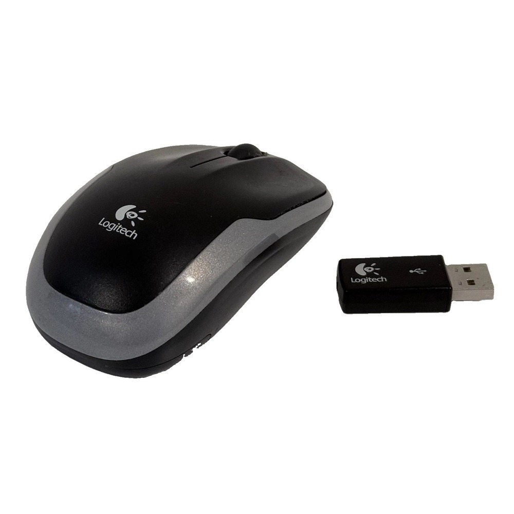 Logitech M210 Wireless Mouse Black Silver & Original USB Dongle Receiver M-R0020